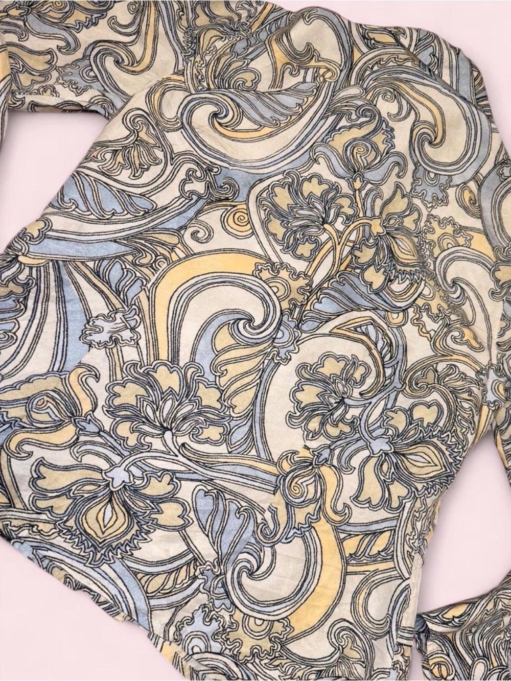 Sigrid Olsen 100% Silk Paisley Button Up Blouse Medium Coastal Grandma - Picture 6 of 8
